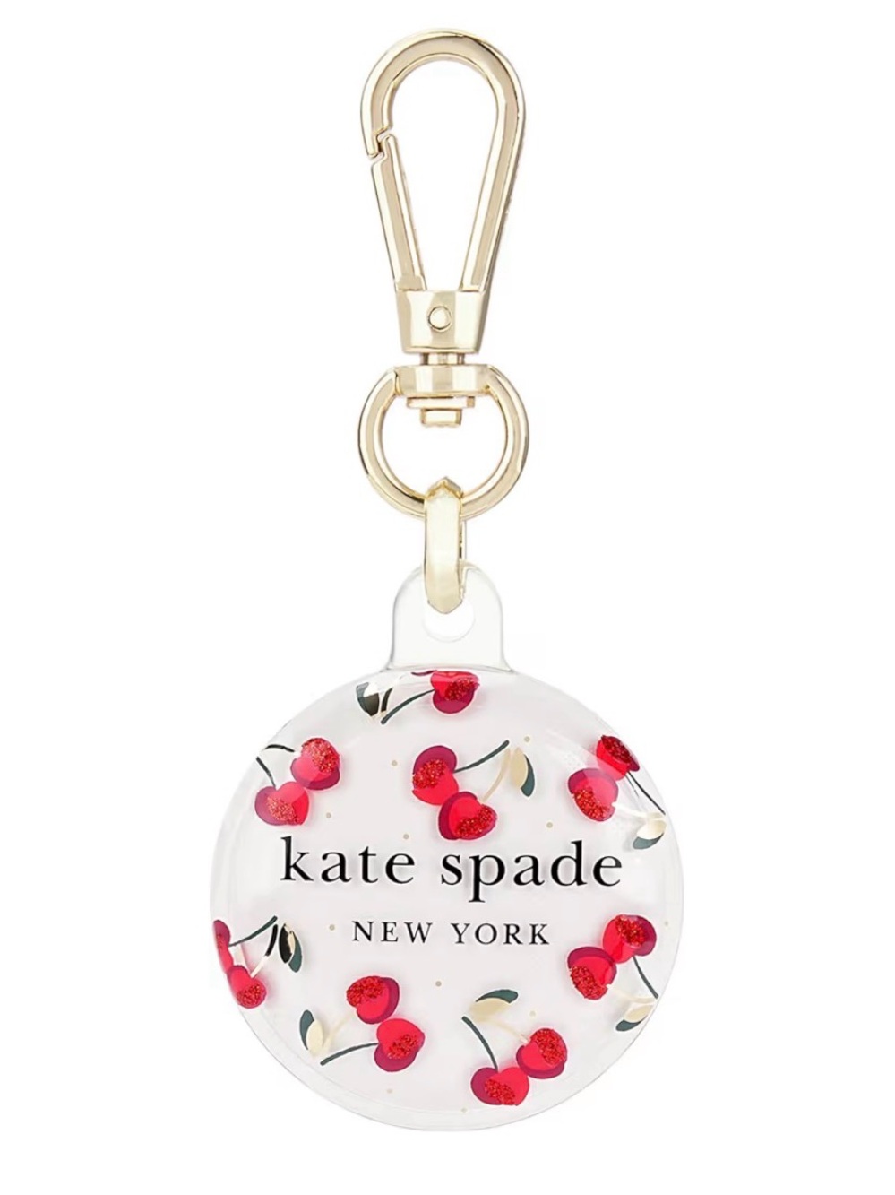 KATE SPADE AIRTAG HOLDER WITH GOLD RING CLIP
